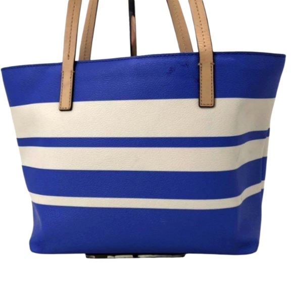 Kate Spade Blue and White Striped Tote Bag * Small Pen Marks - Picture 11 of 16